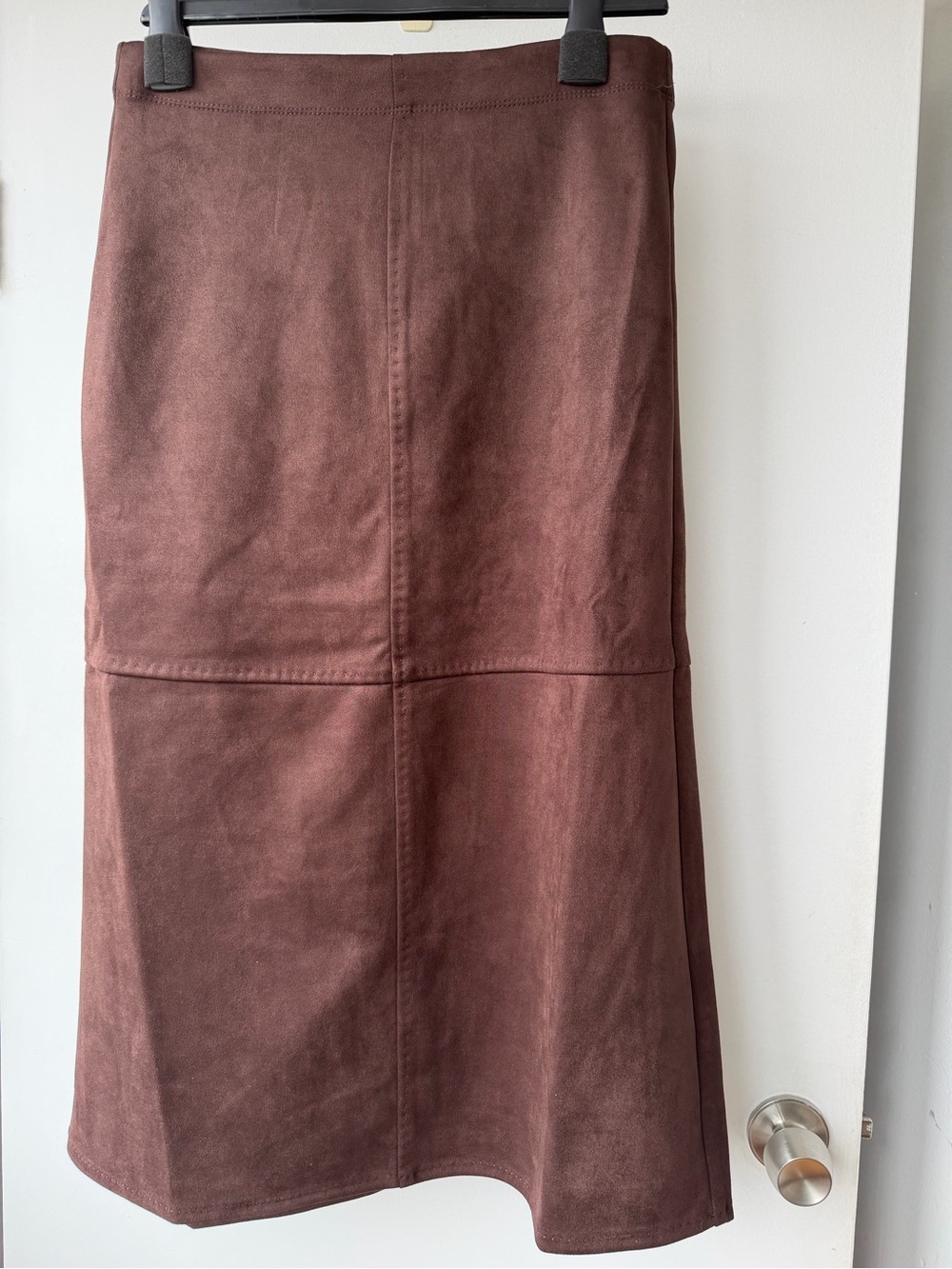 Max Studio Brown Suede-Look Midi Skirt